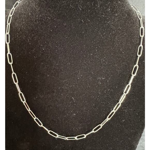 18" Silver Paperclip Chain Necklace – Classic Paper Clip Link Chain N128 - Picture 1 of 5